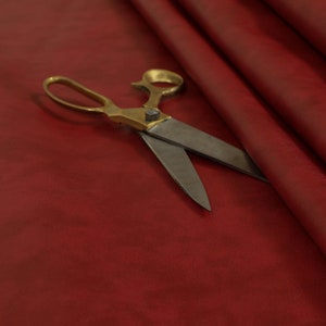 New Aged Distressed Durable Upholstery Faux Leather Fabric In Red Colour Finish - Sold By The 10 Metre Length Of Fabric