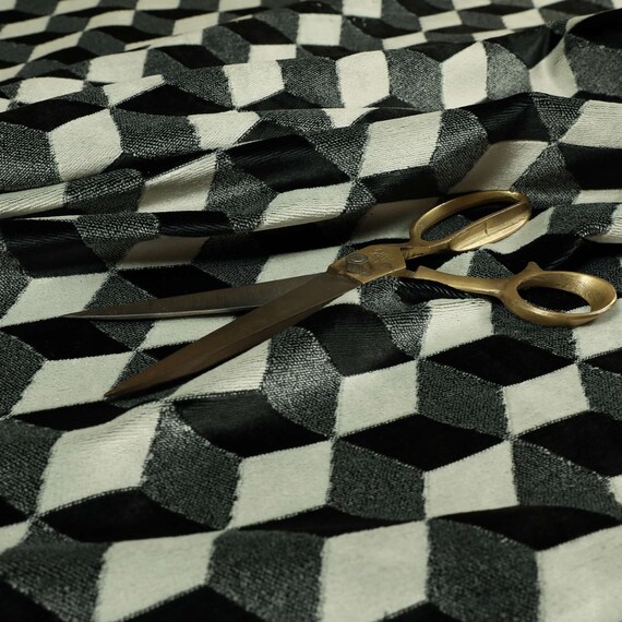 New Furnishing Fabric Quality Patterned Velvet Upholstery In Black Colour 