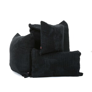 New Brick Effect Pattern Soft Corduroy Fabric Cushion In Black - 4 Sizes Available - British Handmade - Includes Filling Pad