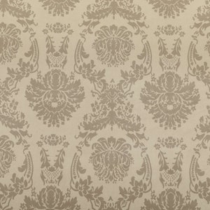 Soft Quality Printed Velvet Damask Pattern Beige Curtain Furnishing Upholstery Fabric - Sold By The 10 Metres Fabric