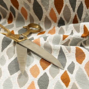 New Eye Lid Pattern Grey Orange White Colour Woven Soft Chenille Furnishing Quality Upholstery Fabric - Sold By The 1 Metre Length Fabric
