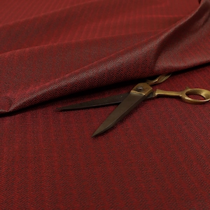 Herringbone Pattern Semi Plain Medium Weight Upholstery Fabric Red Pink Colour