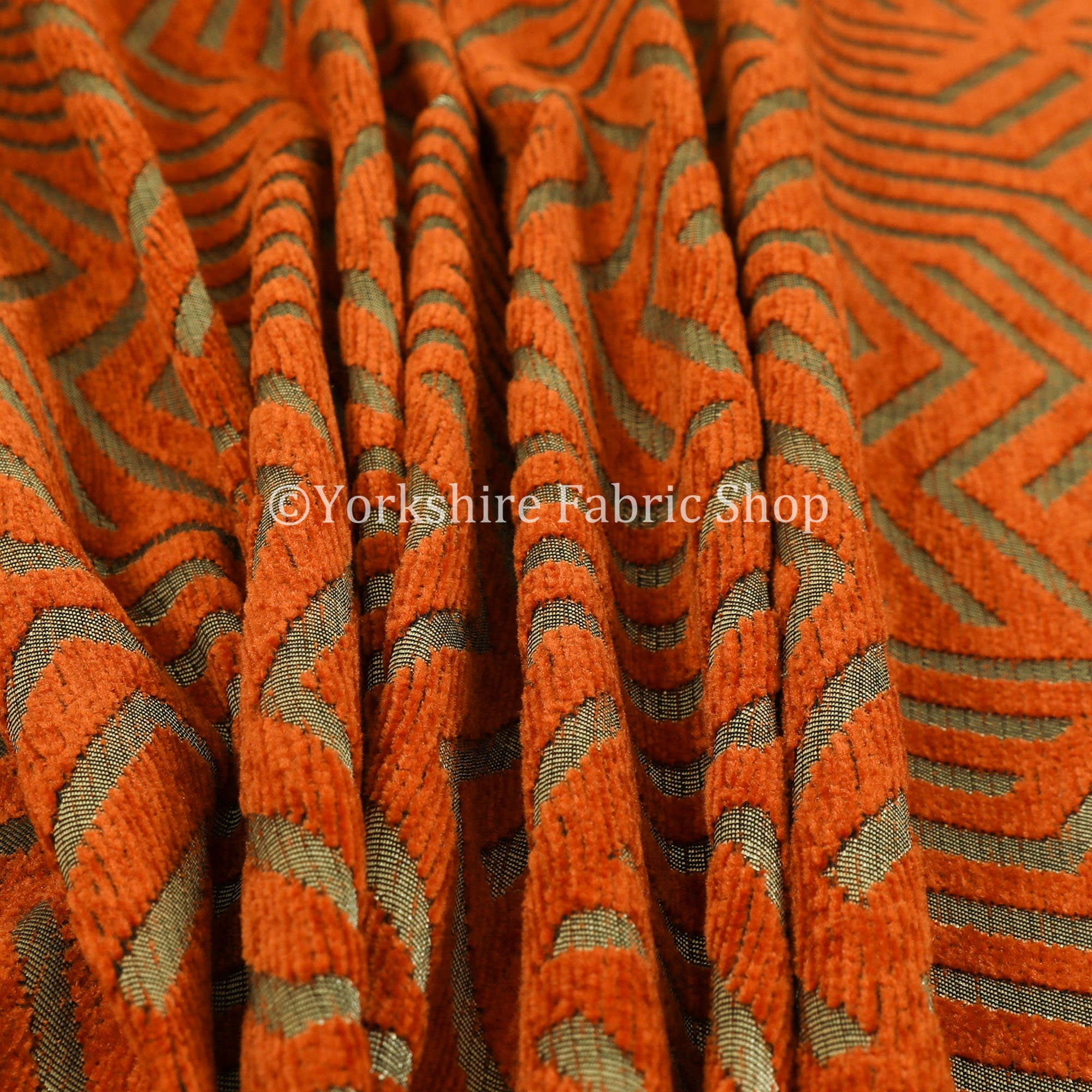 Orange Golden Coloured Shiny Geometric Pattern Soft Chenille - Etsy