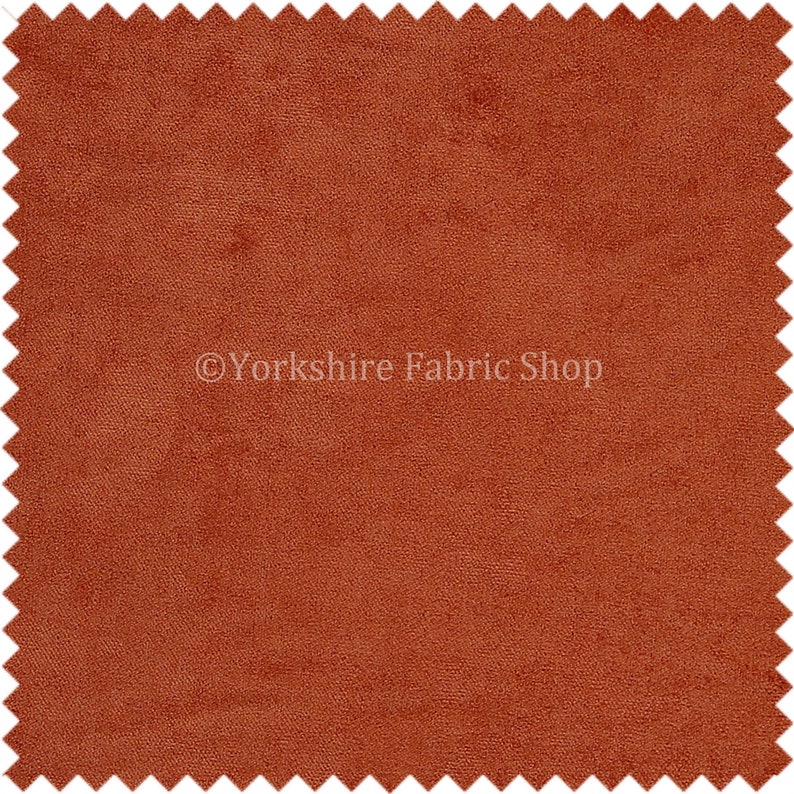New Hardwearing Soft Velvet Textured Upholstery Fabric Flame Treated Fabric Perfect For Sofas Curtains Projects In Terra Burnt Orange Colour