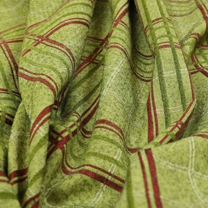Wool Effect Chenille Green Red Tartan Plaid Pattern Curtain Upholstery Fabrics