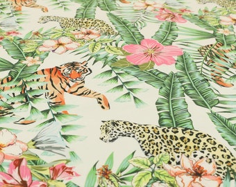 Tiger Cheetah Leopard Jungle Wildlife Pattern Velvet Upholstery Fabric Perfect For Sofas, Curtains, Chairs, Footstools, Cushions & Interiors