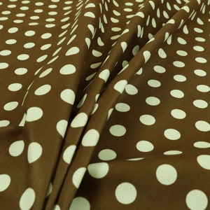 New Brown White Spotted Pattern Print Velour Velvet Upholstery Curtain Fabrics - Sold By The 1 Metre Length Fabric