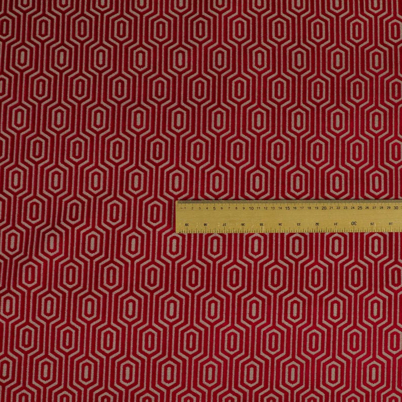 Geometric Velvet Jacquard Fabric Upholstery, Furniture, Seating, Chairs, Curtain, Cushion & Interior Design Soft Hard Wearing Quality Fabric Pink