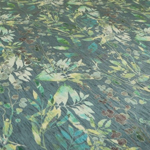 New Designer Modern Quality Blue Green Floral Leaf Patterned Soft Velvet Upholstery Curtains Cushions Fabric