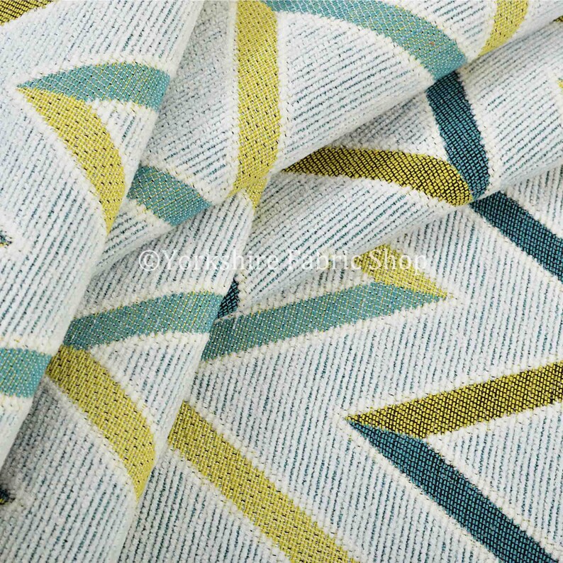10 Metres Of Quality Soft Woven Chenille Blue Green Chevron Stri 10 Metres Of Quality Soft Woven Chenille Blue Green Chevron Stri