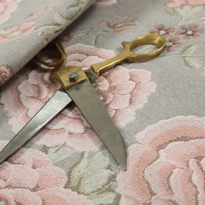 Rose Floral Leaf Pattern Grey Pink Colour Soft Woven Chenille Upholstery Furnishing Quality Fabric - Sold By The 1 Metre Length Fabric