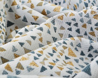 Jacquard gewebt Weiß Gelb Blau Geometrisches Dreieck Pyramide-Polsterstoff Für Sofas Vorhang Weiche Einrichtungsgegenstände - Meterweise verkauft