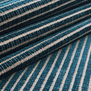New Thick Quality Textured Chenille Basketweave Upholstery Furnishing Flame Treated Fabric Perfect For Sofas Furniture In Blue Teal Colour