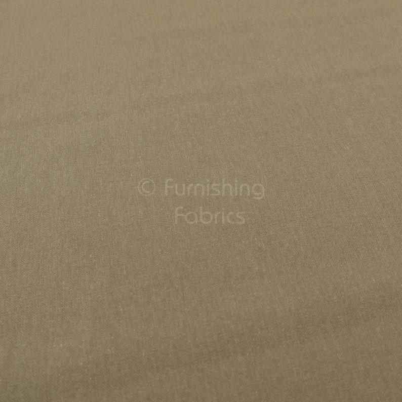 New Furnishing Fabric Plain Poly Cotton Flat Weave Upholstery Material In Beige Colour Sold By The Metre