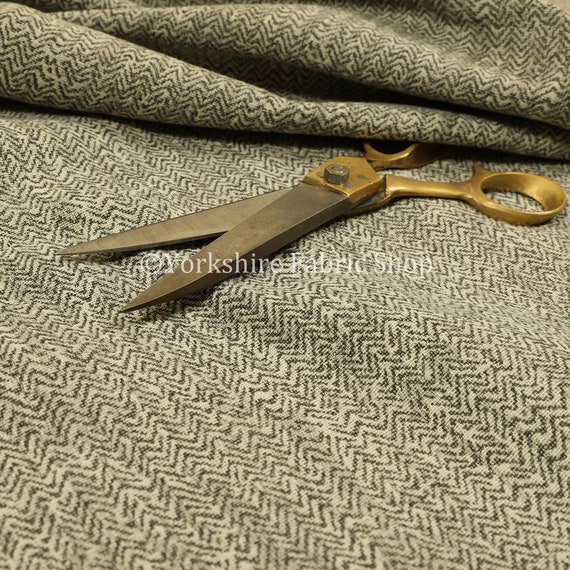 Herringbone Pattern Semi Plain Medium Weight Upholstery Fabric In New Dark Green