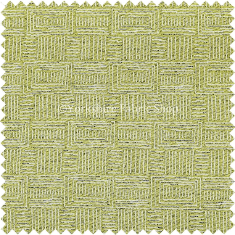 Sold By The 1 Metre Length Fabric New Soft Chenille Woven Modern Gingham Patchwork Green White Upholstery Fabric