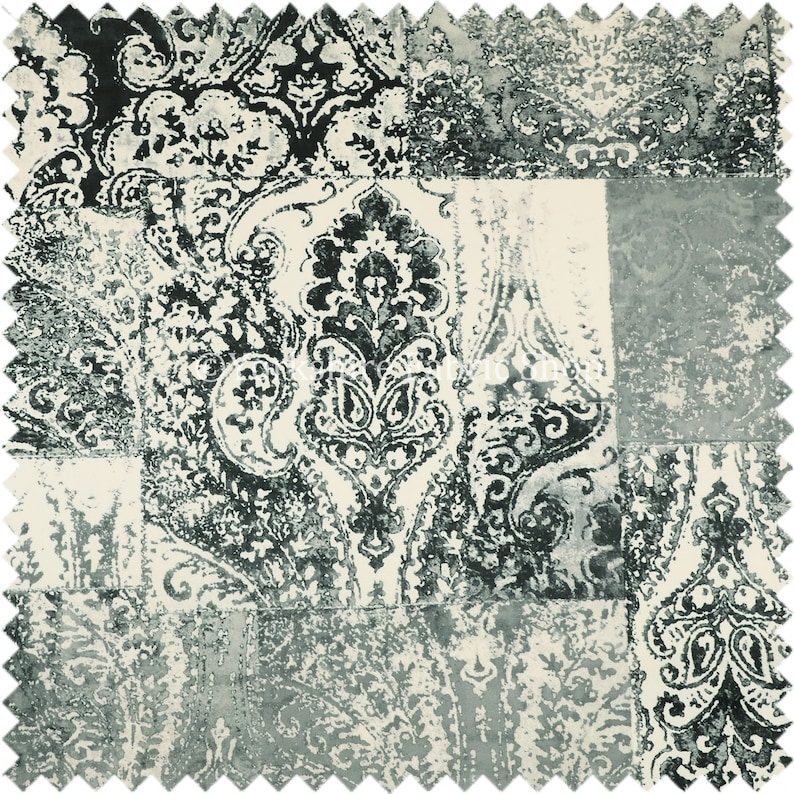 Sold By The 10 Metres Fabric New Soft Printed Velvet Patchwork Damask Traditional Pattern Grey Upholstery Fabric