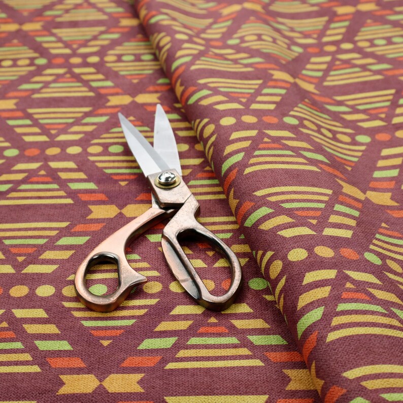 Triangle Aztec Upholstery Fabric Curtains Furniture Furnishing Red ...