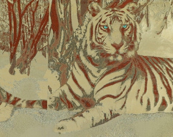Tiger Animal Pattern Chenille Upholstery Fabric Perfect For Furniture, Curtains, Home Interior Design