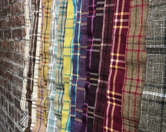 Country Tartan Check Woven Upholstery Fabric For Curtains, Sofas, Furniture, Cushions Soft Hard Wearing Fabric Per Metre - Neutrals Colours