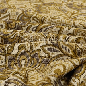 New Quality Soft Oriental Floral Pattern Yellow Colour Design Upholstery Fabric - Sold By The 1 Metre