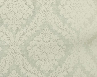 Tissu d'ameublement traditionnel exotique damassé pour rideaux, couleur crème argentée, vendu au mètre, tissus de luxe