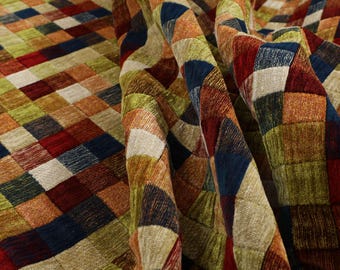 Yorkshire Fabric Shop: Tessuto Per Tappezzeria In Ciniglia Multicolore - Peso Massiccio (Metro)