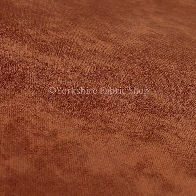 New Hardwearing Soft Velvet Textured Upholstery Fabric Flame Treated Fabric Perfect For Sofas Curtains Projects In Terra Burnt Orange Colour