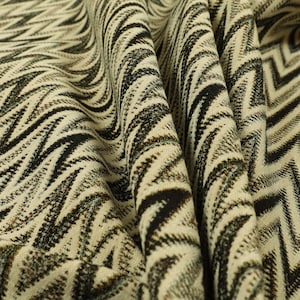 Striped Chevron Modern Pattern Black Chenille Quality Jacquard Upholstery Fabric - Sold By The 10 Metre Length Fabric