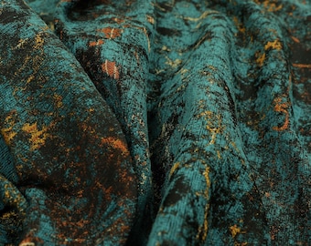 New Heavyweight Semi Plain Abstract Blue Chenille Furnishing Upholstery Fabric
