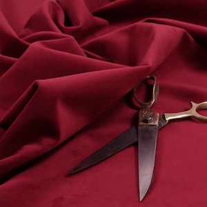 Soft Flock Moleskin Velvet Upholstery Fabric For Sofas, Furniture, Curtains, Cushions & Interiors Hard Wearing Plain Fabric Buy Per Metre Red
