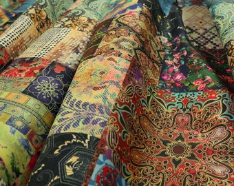 Moderne bedrukte fluwelen wonderland patchwork veelkleurige bekledingsstof - verkocht per stof van 1 meter lengte