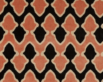 Art Deco Retro Regal Coral Black Pattern Velvet Upholstery Fabrics For Sofas, Curtains, Seating, Chairs & Furniture