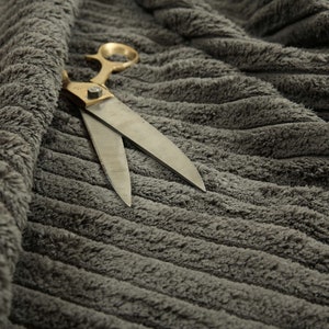 New Heavy Soft Chunky Wave Effect Striped Corduroy Upholstery Fabric Flame Treated Perfect For Sofas Furniture In Charcoal Grey Colour
