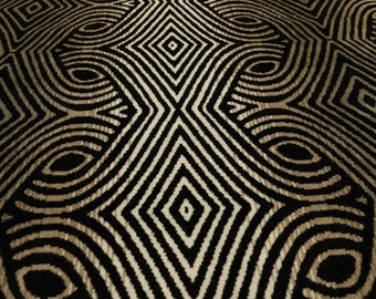 New Modern Elegant Medallion Pattern Quality Weight Velvet Black Colour Furnishing Upholstery Fabric- Sold By Metre Fabrics