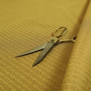 Herringbone Pattern Semi Plain Medium Weight Upholstery Fabric In Yellow Colour