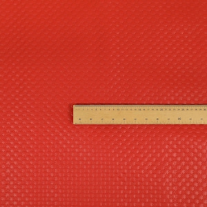 Quilted Textured Soft Vinyl Pattern Faux Leather Upholstery Fabric Red Colour - Sold By The 1 Metre