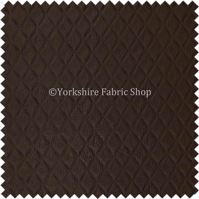Sold By The 10 Metre Diamond Quilted Textured Soft Vinyl Faux Leather Upholstery Fabric Brown Colour