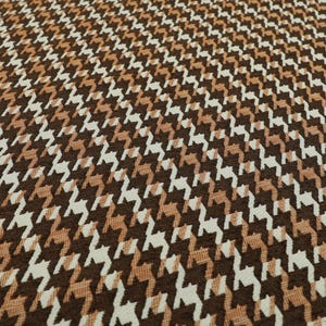 Hounds Tooth Traditionelles Muster Braun Orange Strapazierfähiger Chenillestoff Vorhänge Polsterstoff Meterware