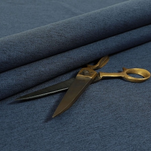 New Quality Durable Lightweight Flat Weave Chenille Navy Blue Upholstery Fabrics - Sold By 10 The Metre