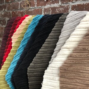 Fire Treated Striped Corduroy Chenille Upholstery Fabric For Curtains, Cushions & Interior Design Soft Hard Wearing Plain Fabric Per Metre