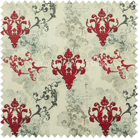 Modern Printed Velvet Medallion Gold Grey Pattern Upholstery Furnishing Fabric