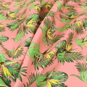 Pink Green Colourful Floral Flower Pattern Print Velour Velvet Upholstery Fabric - Sold By The 10 Metre Length Fabric