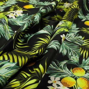 Schwarz Jungle Life Birds Muster Velour Samt Druck Polster Vorhang Stoffe - Meterweise verkauft