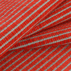 New Thick Quality Textured Chenille Basketweave Upholstery Furnishing Flame Treated Fabric Perfect For Sofas Furniture In Red Colour