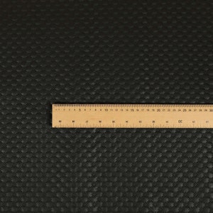 Quilted Textured Soft Vinyl Pattern Faux Leather Upholstery Fabric Black Colour - Sold By The 10 Metre
