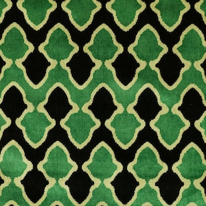 Bold Green Black Uniformed Geometric Pattern Velvet Upholstery Fabrics For Sofas, Curtains, Seating, Chairs & Furniture