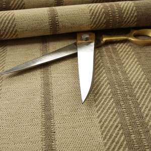 New Luxury Soft Like Cotton Striped Pattern Mink Fawn Colour Woven Chenille Upholstery Fabric Perfect For Furniture - Sold By 10 Metres