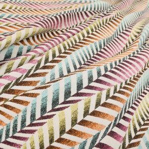 Multi Colour Pink Blue Orange Modern New Funky Striped Pattern Upholstery Fabric - Sold By The 10 Metre Fabrics