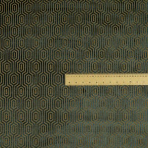 Geometric Velvet Jacquard Fabric Upholstery, Furniture, Seating, Chairs, Curtain, Cushion & Interior Design Soft Hard Wearing Quality Fabric Teal & Brown